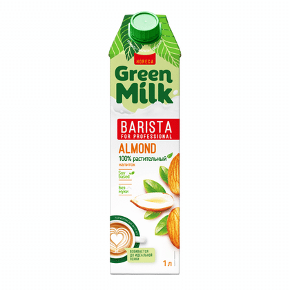 Напиток миндальный на соевой основе Green Milk Barista гфр-12 Тетра Пак-(1л) 12л