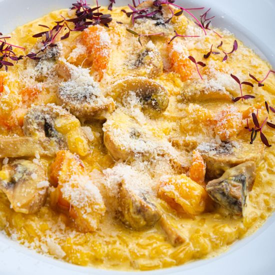 Ризотто с креветками и грибами