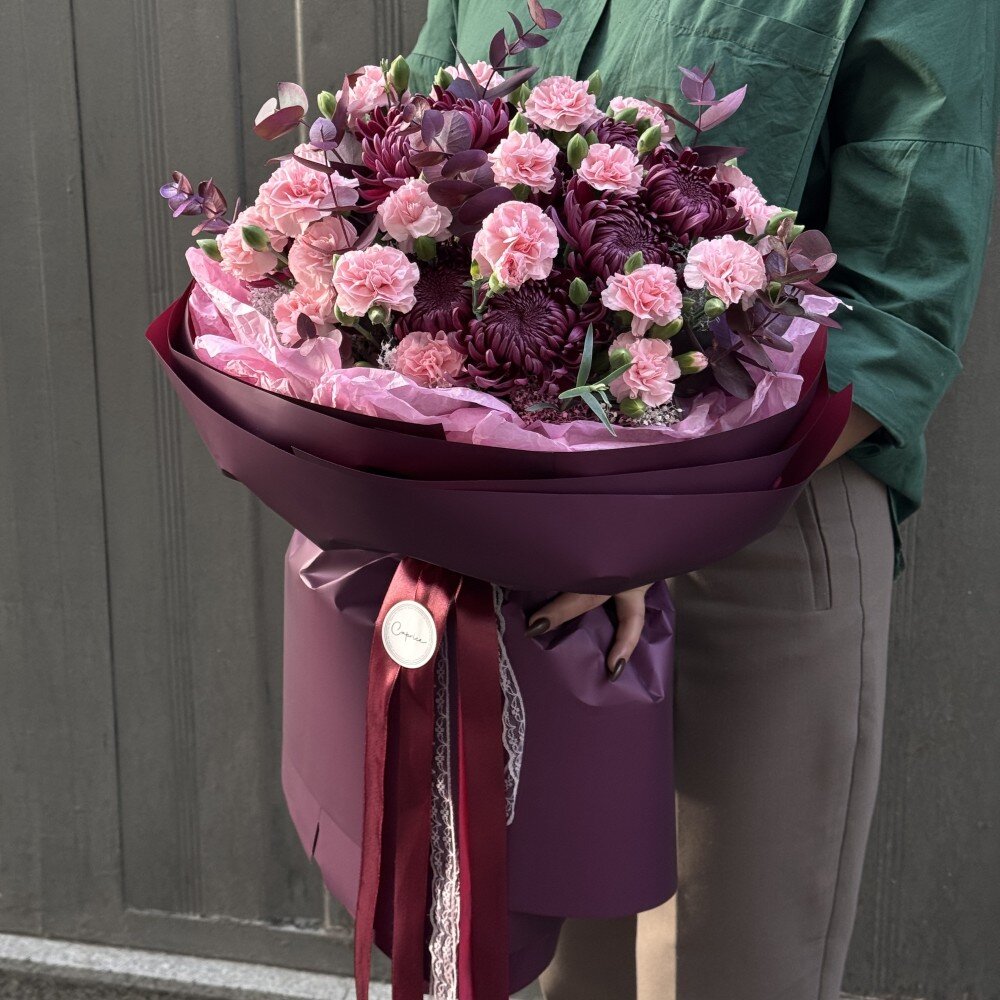 Букет «Missouri» хризантем и гвоздика