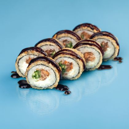 Жареный с лососем унаги