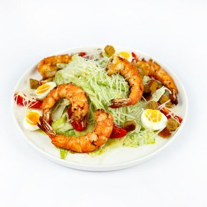 Салат цезарь с креветкой