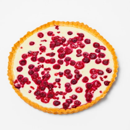 Пирог: творожный с малиной