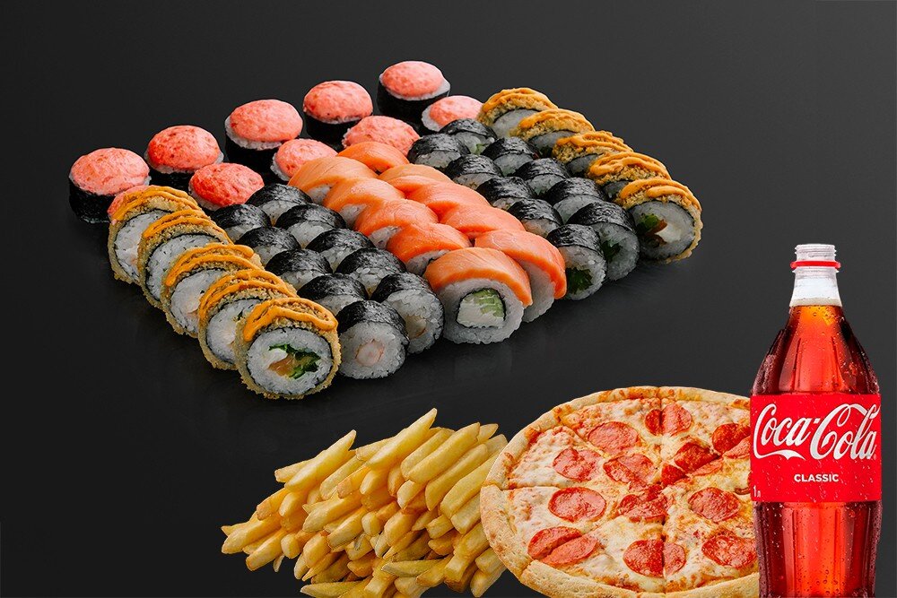 Сет Много и не дорого (50 шт. + пицца + кола + фри)