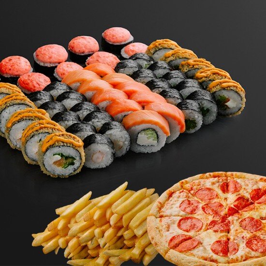 Сет Много и не дорого (50 шт. + пицца + кола + фри)