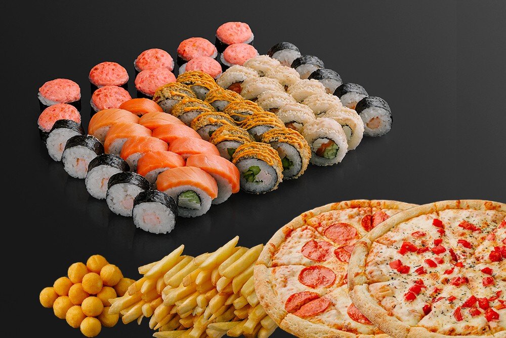 Сет Больше чем ужин (50 шт. + 2 пиццы + 2 закуски)