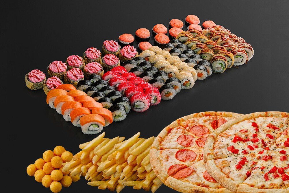 Сет Большая компания №2 (100 шт. + 2 пиццы + 2 закуски)