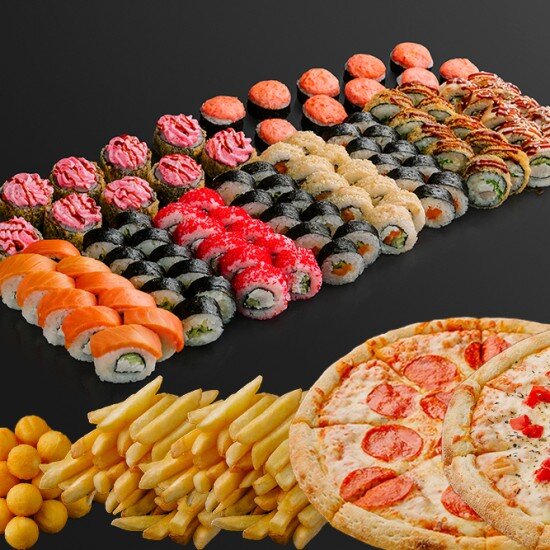 Сет Большая компания №2 (100 шт. + 2 пиццы + 2 закуски)