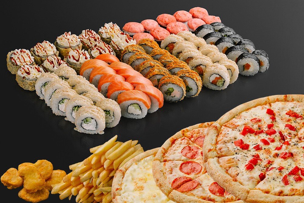 Сет Золото (70 шт. + 3 пиццы + 2 закуски)