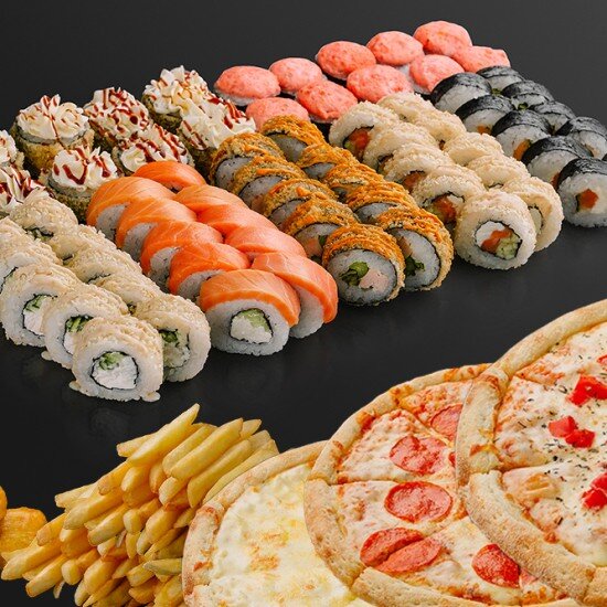 Сет Золото (70 шт. + 3 пиццы + 2 закуски)