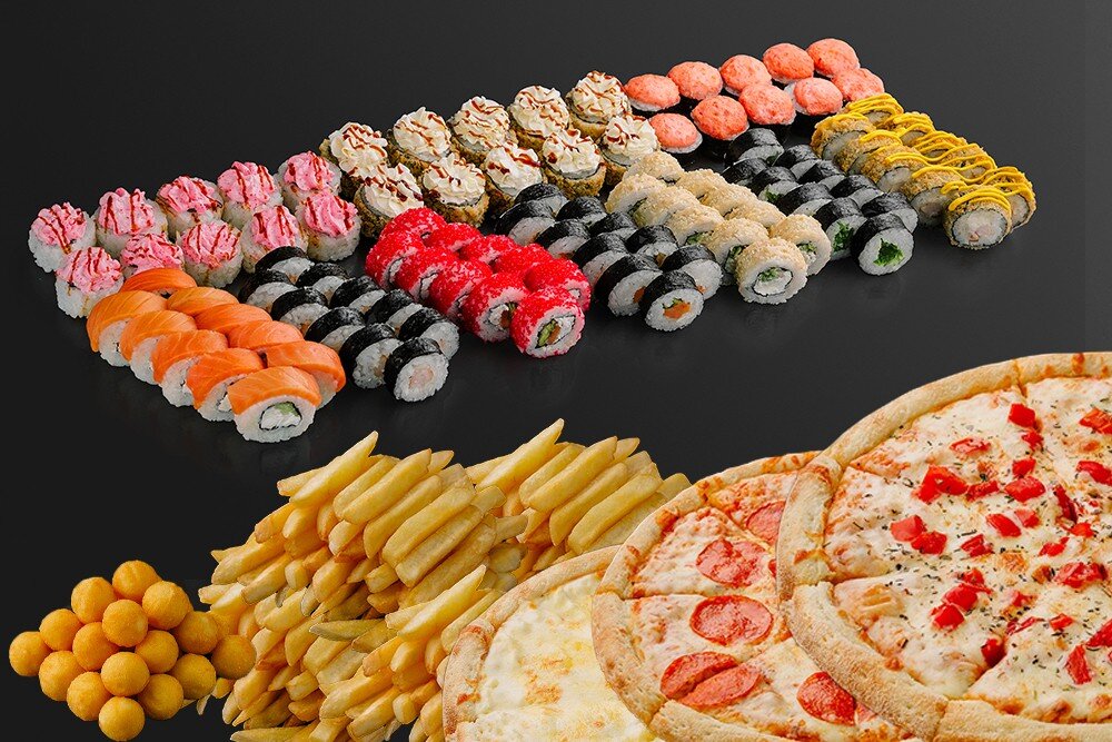 Сет Большая компания №3 (100 шт. + 3 пиццы + 3 закуски)