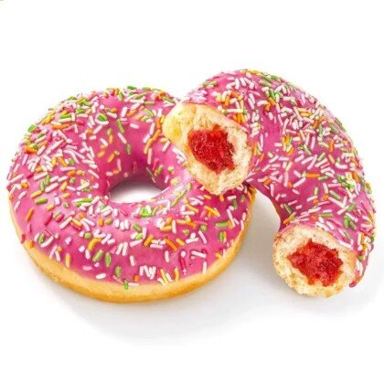 Донат с клубничной глазурью