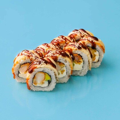 Прайм Угорь с авокадо и креветкой темпура