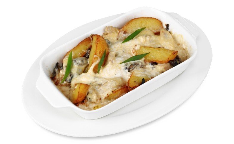 Запеканка из индейки с грибами