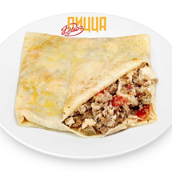 Блин Гурьевский с грибами и курицей