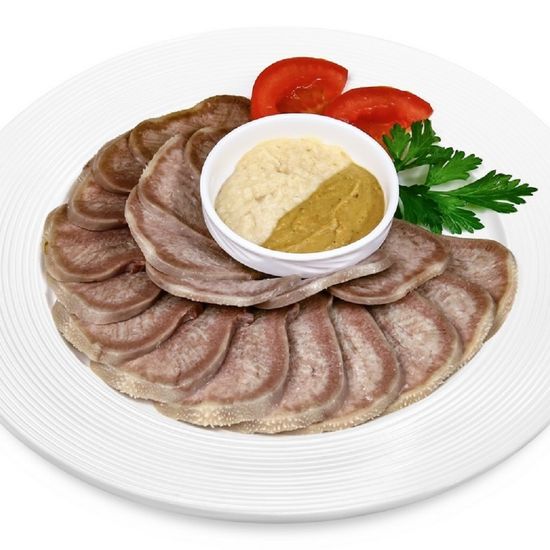 Закуска из языка с хреном и горчицей