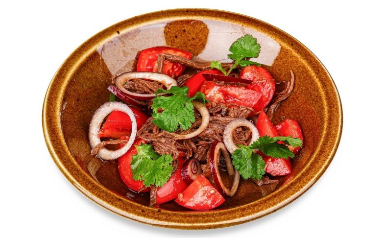 Салат "Помидор Ча" с рваным мясом
