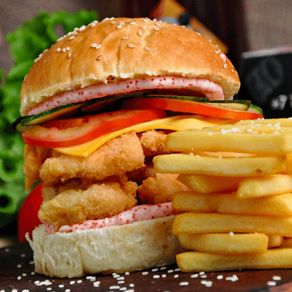 Бургер с сёмгой 120 мм