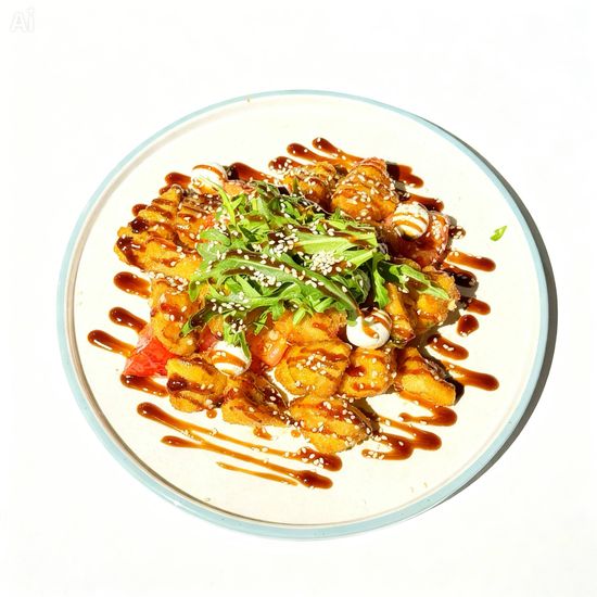 Салат с хрустящими баклажанами