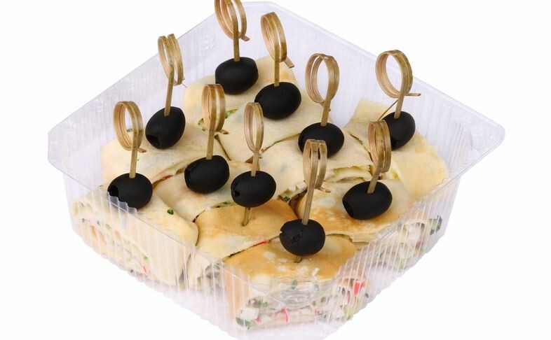 Канапе с блином и крабовыми палочками (10 шт)