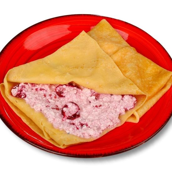 Блин Гурьевский с творогом и вишней