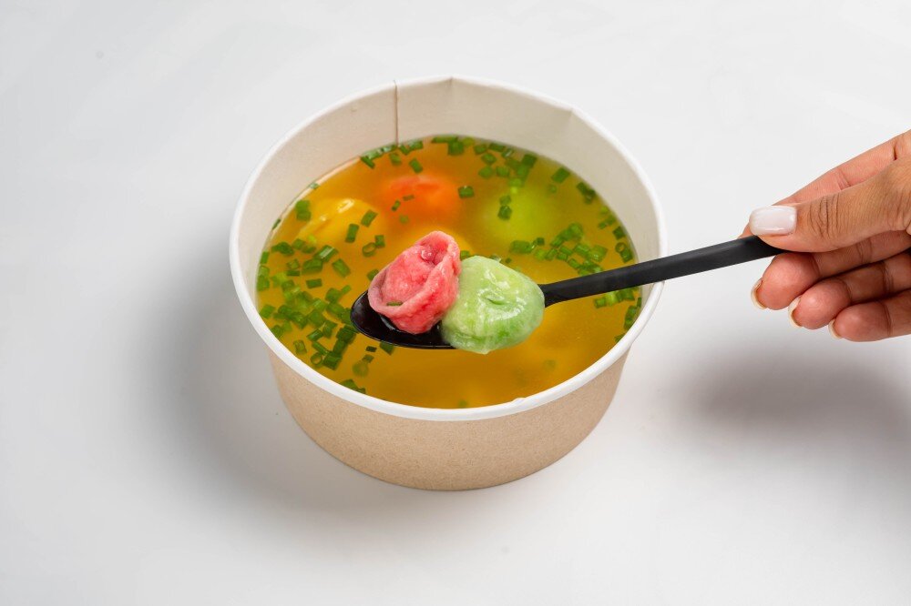 Пельмени цветные жареные или с бульоном