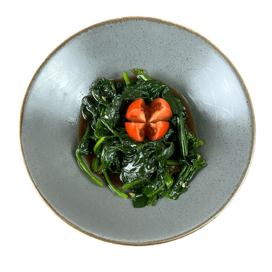 Шпинат в чесночном соусе