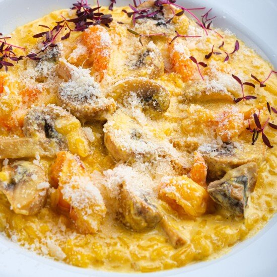 Ризотто с креветками и грибами