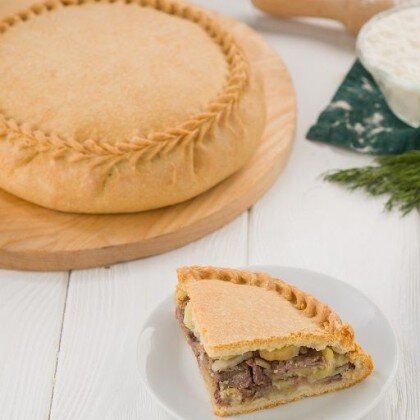 Курник Курица с картофелем в сковороде