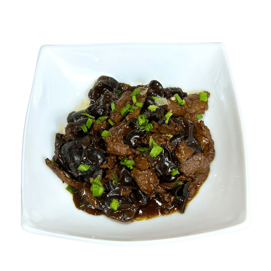 Жареная телятина с древесными грибами "Муэр"