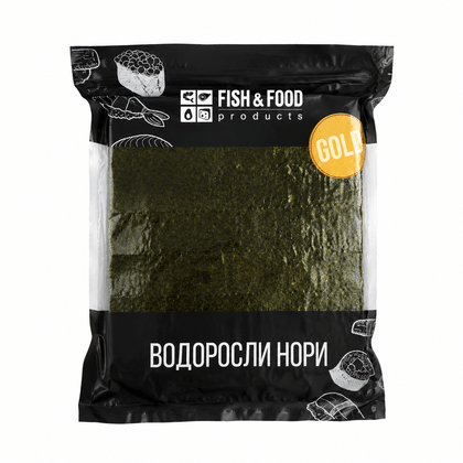 Водоросли нори морские жареные прессованные "Fish&Food", 1уп/100л, Китай, 280г