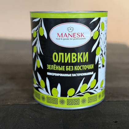 Оливки зеленые без косточки 3100 ml ж/б, т.м. MANESK  Египет