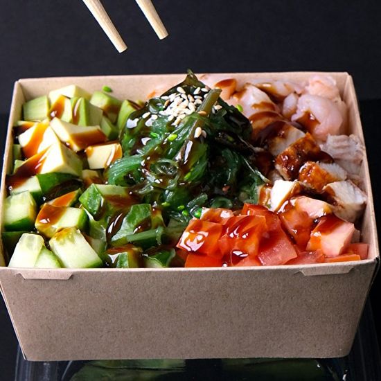 Поке с креветкой и угрем