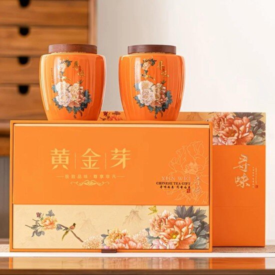 Набор керамических чайных банок 2 шт 800 мл (оранжевый)