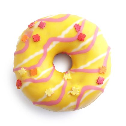 Донат глазированный "Банан-клубника" с начинкой  0,067 (36 ШБ) (РОССИЯ)