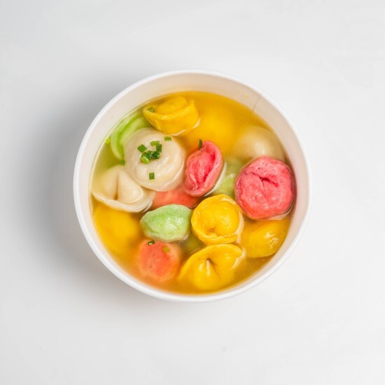 Пельмени цветные с бульоном (порция «STANDART»)