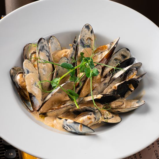 Мидии в сливочном соусе