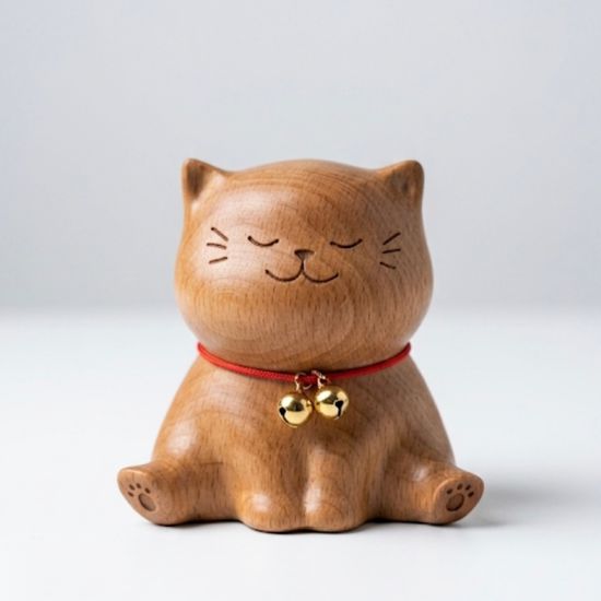 Котик из светлого дерева DEC015