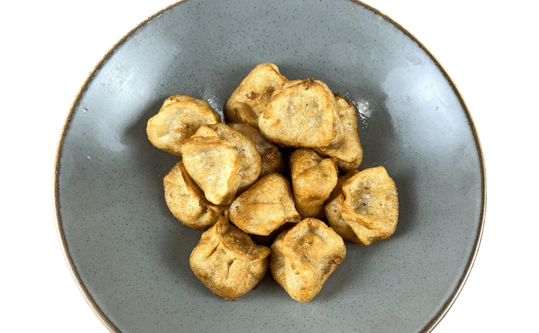 Пельмени жареные с джусаем и мясом