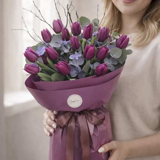 Букет «Kabul» с тюльпанами