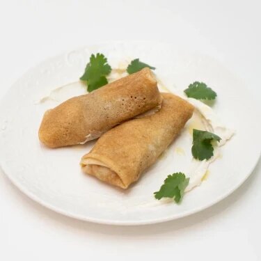 Блины с мясом и сливочно-сырным кремом