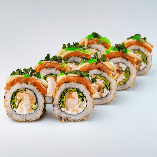 Лосось и креветка с фирменным соусом