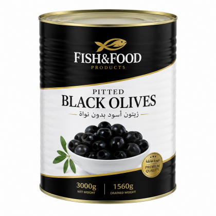 Оливки черные без косточки "Fish&Food" 3000гр/1560гр  ж/б  Египет
