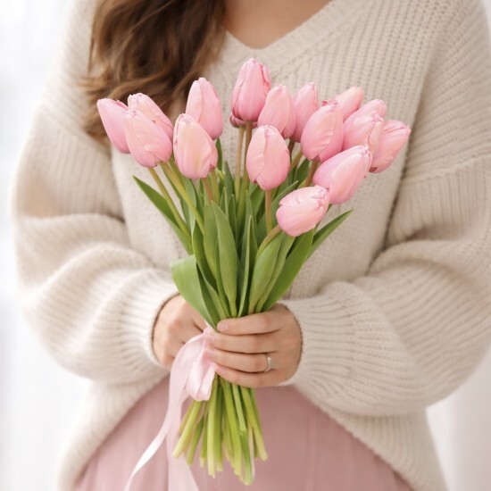 Розовые тюльпаны 19 шт