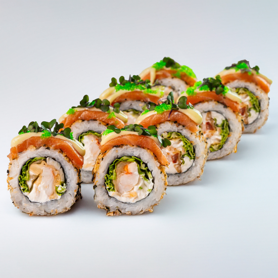 Лосось и креветка с фирменным соусом