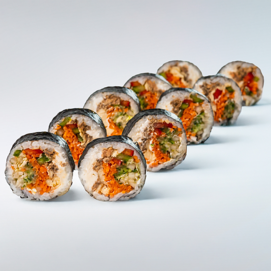 Кимпаб с лососем терияки