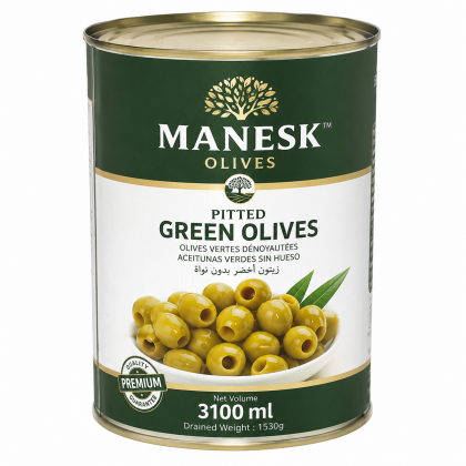 Оливки зеленые без косточки 3100 ml ж/б, т.м. MANESK  Египет