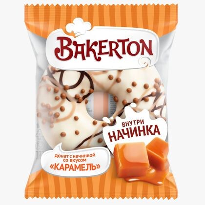 Донат глазированный"Карамель" с начинкой со вкусом карамели 0,067(32ИНД